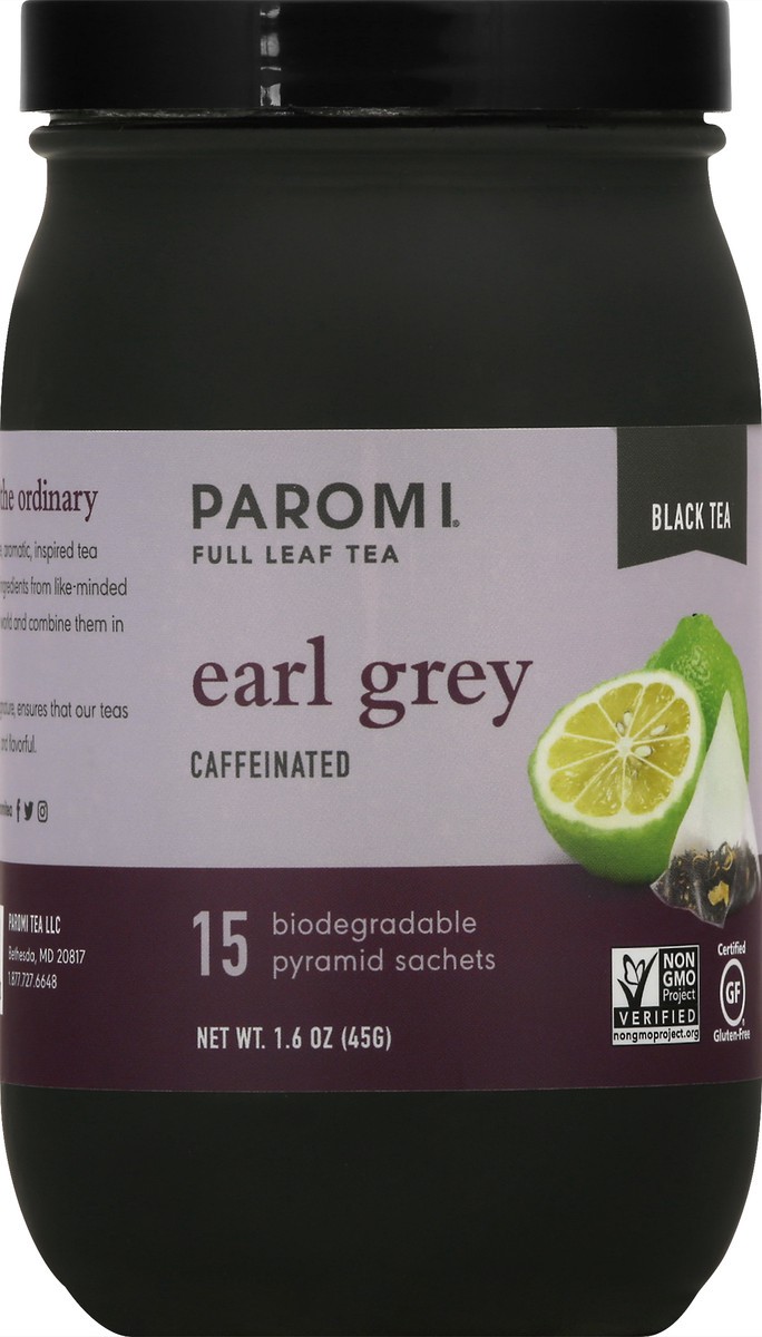 slide 2 of 11, Paromi Caffeinated Pyramid Sachets Earl Grey Black Tea 15 ea, 15 ct