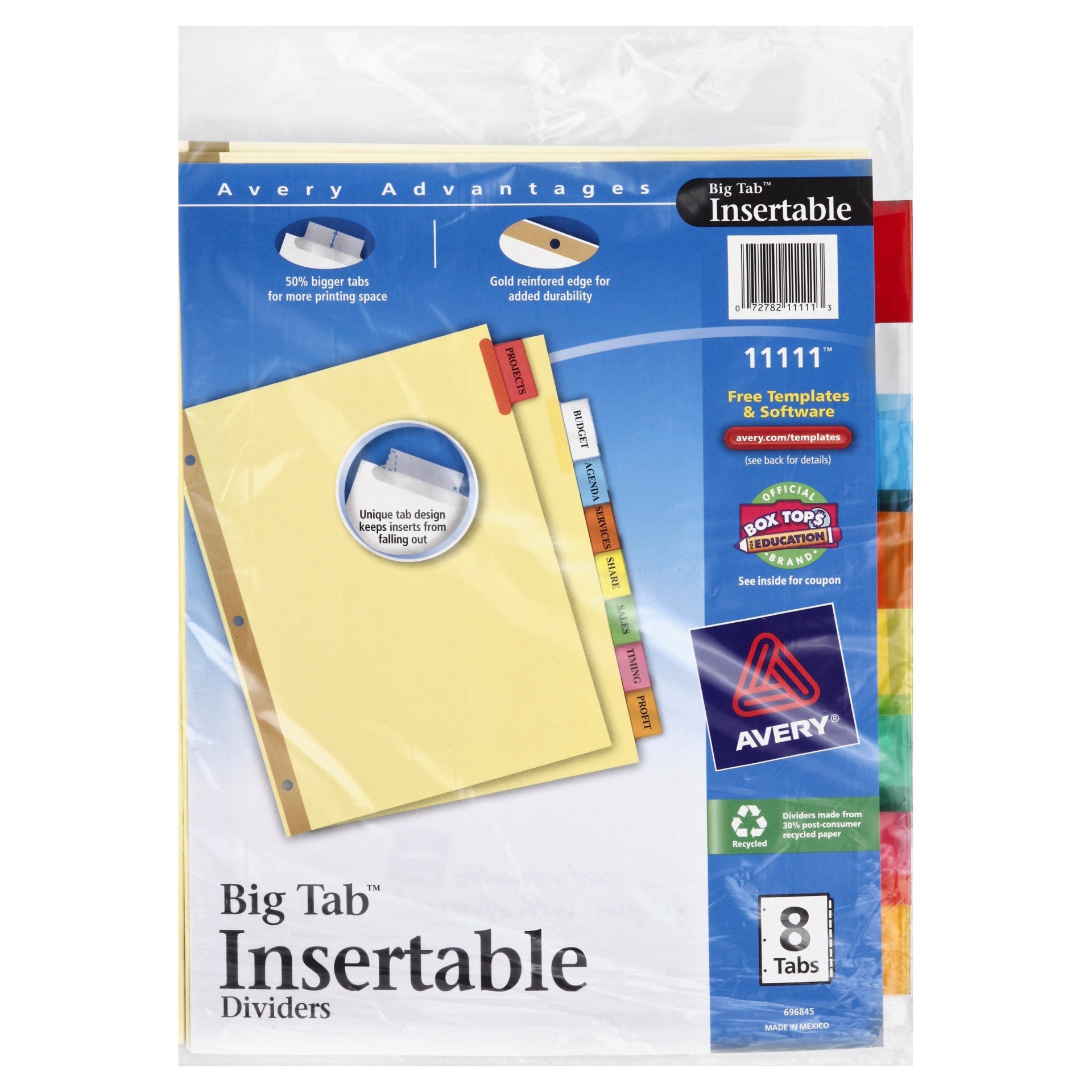 slide 1 of 1, Avery Advantages Big Tab Insertable Divider Tan, 8 ct