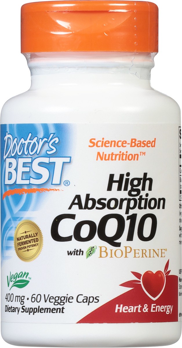 slide 8 of 10, Doctor's Best High Absorption 400 mg CoQ10 with BioPerine 60 Veggie Caps, 60 ct