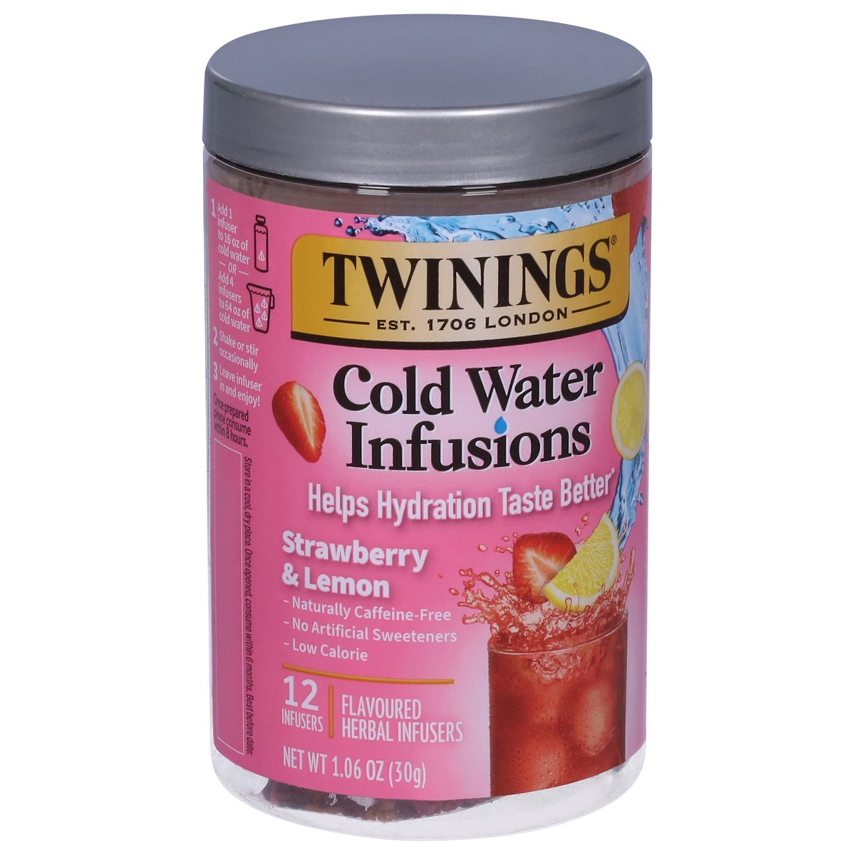 slide 8 of 13, Twining Tea Cold Infuse Strawberry & Lemon Flavoured Cold Water Enhancer, 1 ct