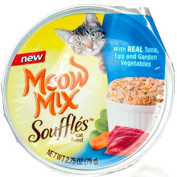 slide 1 of 1, Meow Mix Souffles with Real Salmon, Egg and Garden Vegetables Canned Cat Food, 2.75 oz