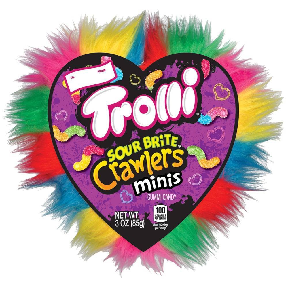 slide 1 of 1, Trolli Valentine's Day Sour Brite Crawlers Minis, 3 oz