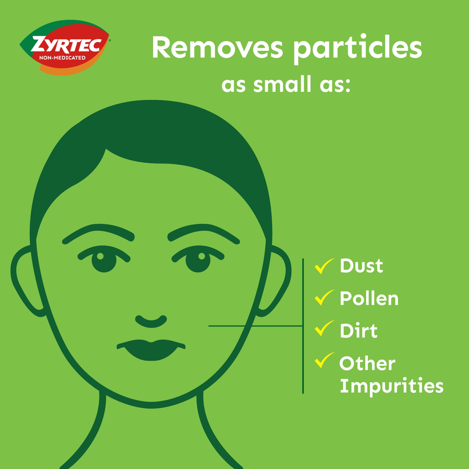 slide 2 of 5, Zyrtec Soothing Face Wipes, Gentle, Refreshing Non-Medicated Micellar Water Facial Towelettes Remove Particles as Small as Dust, Pollen, Dirt & Other Impurities, Alcohol- & Oil-Free, 25 ct, 25 ct