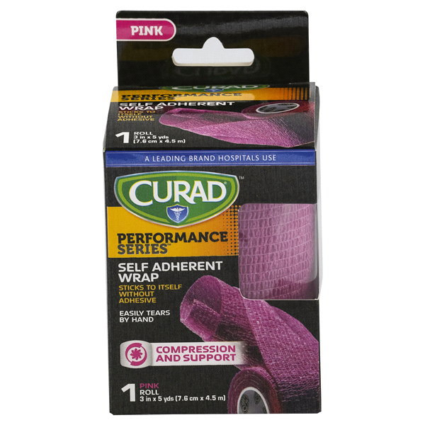 slide 1 of 4, Curad Performance Series Self Adherent Wrap, Pink, 3 in x 5 yds, 1 ct