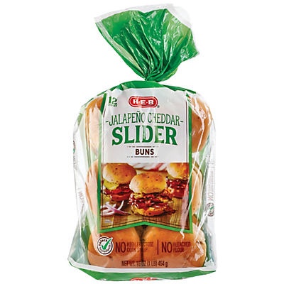 slide 1 of 1, H-E-B Jalapeno Cheddar Slider Buns, 16 oz