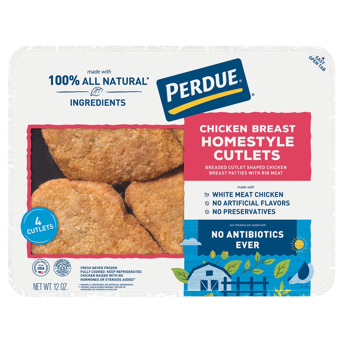 slide 1 of 13, PERDUE Homestyle Breaded Chicken Breast Cutlets, 12 oz., 12 oz