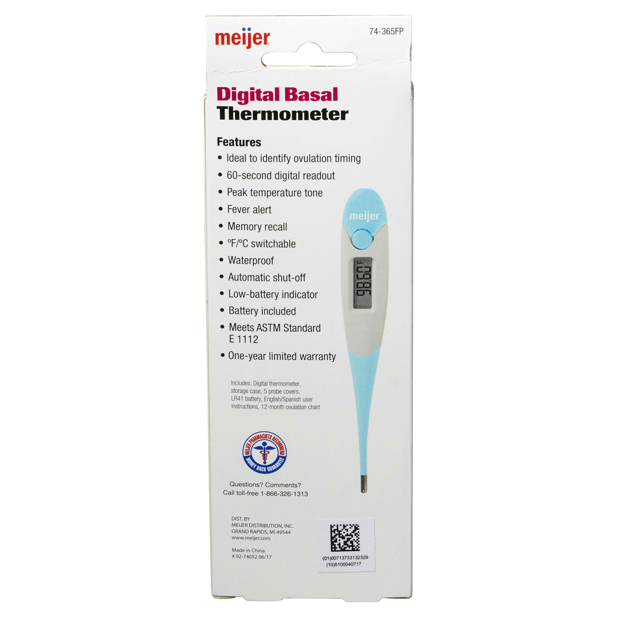 slide 2 of 2, Meijer Digital Basal Thermometer, Flex Tip, 1 ct