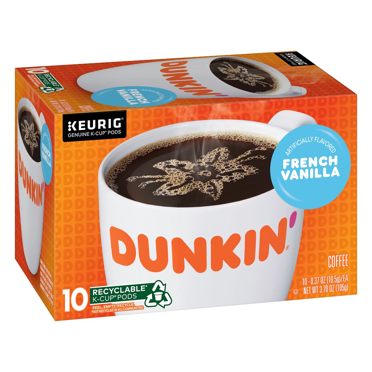 slide 6 of 10, Dunkin'' French Vanilla, Artificially Flavored Coffee, K-Cup Pods- 10 ct, 10 ct