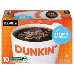 Dunkin'' Dunkin'’ French Vanilla Artificially Flavored Coffee, Keurig K-Cup Pods, 10 Count Box