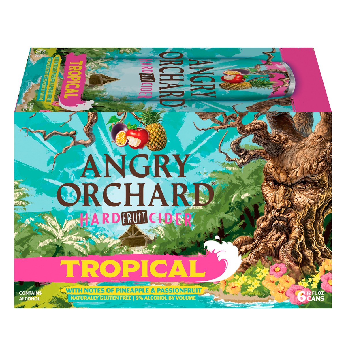 slide 1 of 6, Angry Orchard Tropical Fruit Hard Cider, Spiked (12 fl. oz. Can, 6pk.), 12 oz