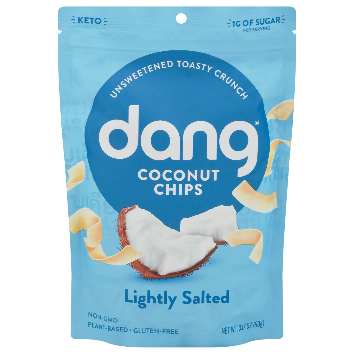 slide 1 of 12, Dang That's Good Unsweetened Coconut Chips, 3.17 oz