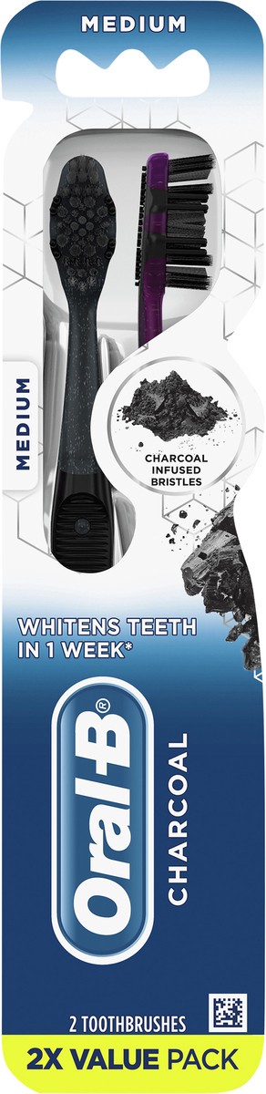 slide 3 of 4, Oral-B Medium Charcoal Toothbrushes 2X Value Pack 2 ea, 2 ct