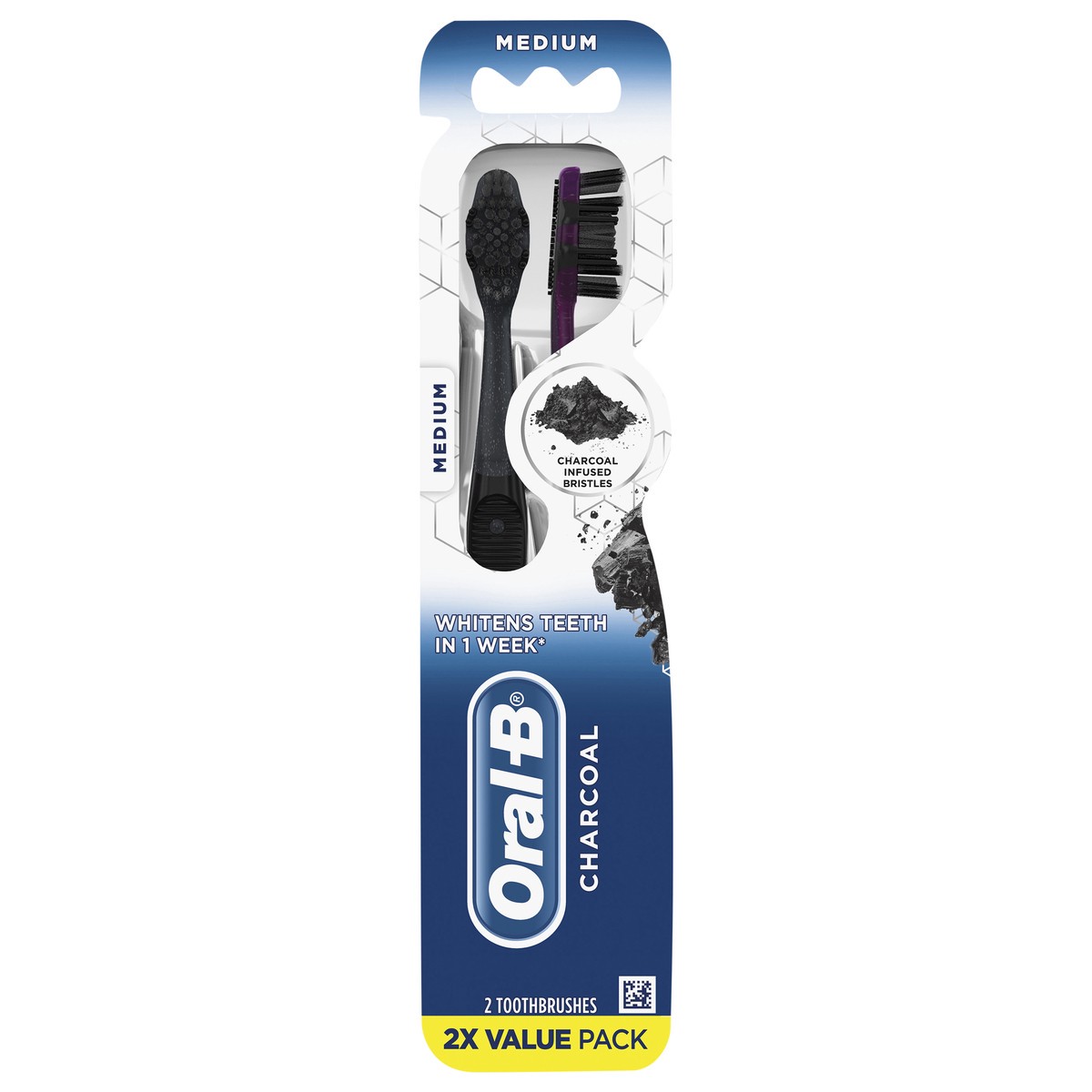 slide 1 of 4, Oral-B Medium Charcoal Toothbrushes 2X Value Pack 2 ea, 2 ct