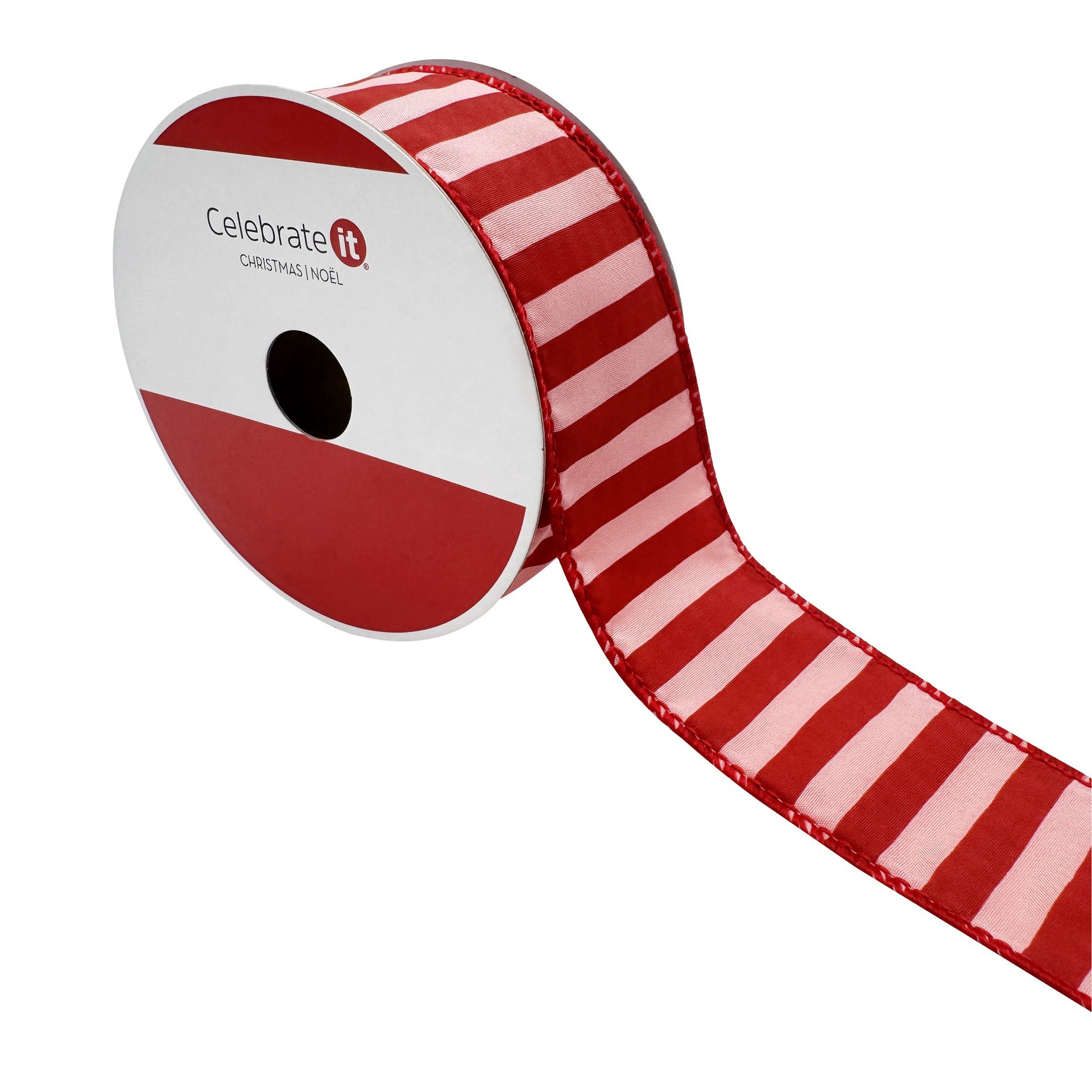slide 2 of 3, 1.5" X 30ft. Holly Jolly Stripes Wired Ribbon By Celebrate It, 1.5 in x 30 ft