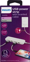 Philips 4-Port Slim Desktop 4USB Charger, 5' Cord - White