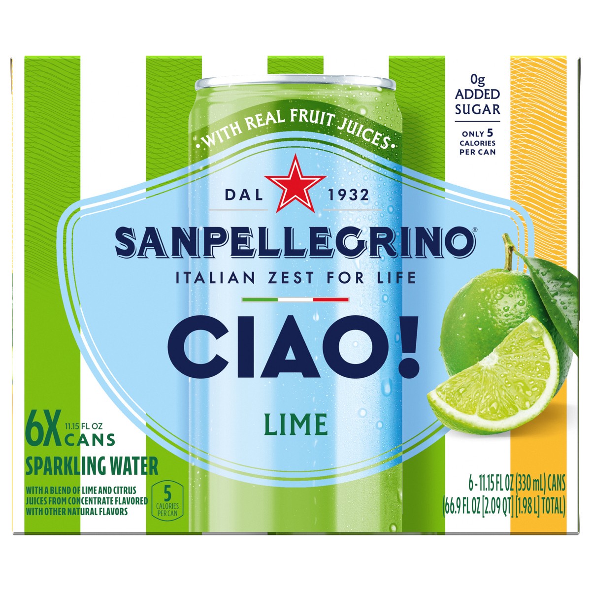 slide 6 of 12, San Pel Ciao Lime 6/11.15 Oz, 6 ct; 11.15 fl oz