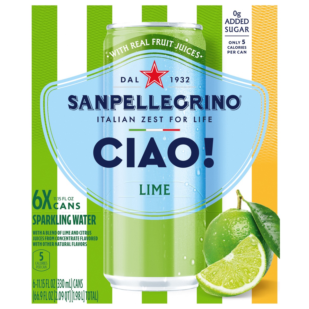 slide 1 of 12, San Pel Ciao Lime 6/11.15 Oz, 6 ct; 11.15 fl oz