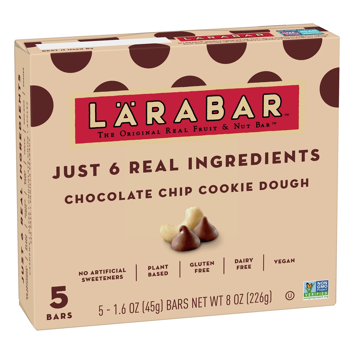 slide 2 of 10, LÄRABAR Fruit And Nut Bar - Chocolate Chip Cookie Dough 5 Bars, 5 ct; 1.6 oz