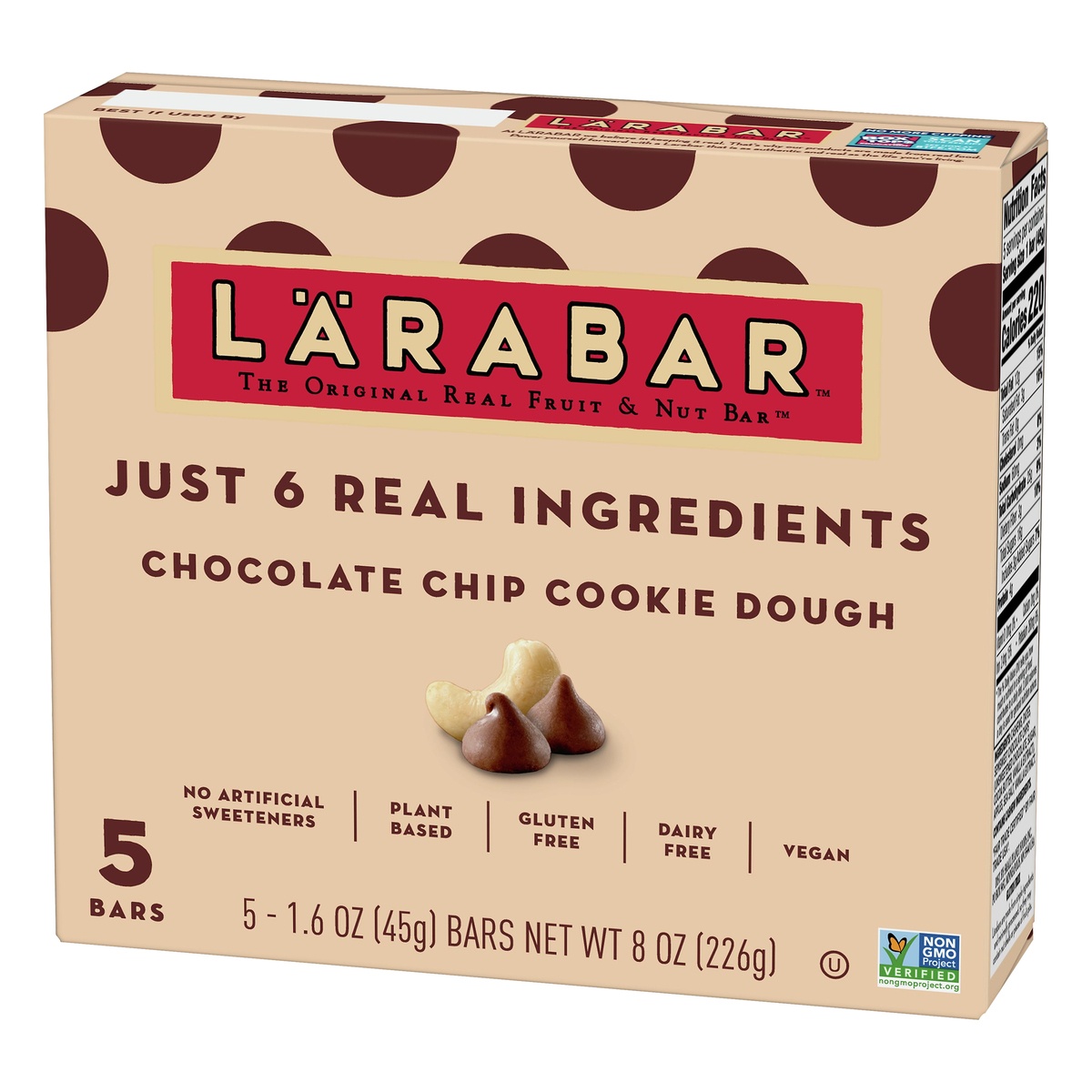 slide 3 of 10, LÄRABAR Fruit And Nut Bar - Chocolate Chip Cookie Dough 5 Bars, 5 ct; 1.6 oz