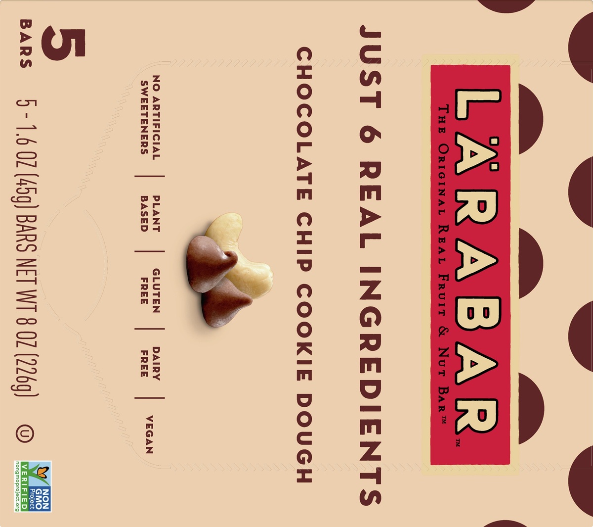 slide 10 of 10, LÄRABAR Fruit And Nut Bar - Chocolate Chip Cookie Dough 5 Bars, 5 ct; 1.6 oz