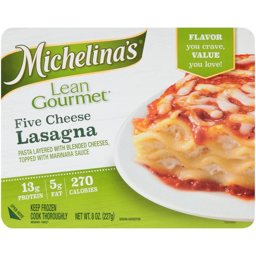 slide 1 of 6, Michelina's Lean Gourmet Five Cheese Lasagna, 8 oz
