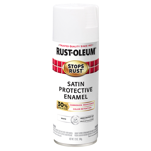 slide 1 of 1, Rust-Oleum Stops Rust Advanced Protective Enamel Spray Paint - 338937, Satin White, 12 oz