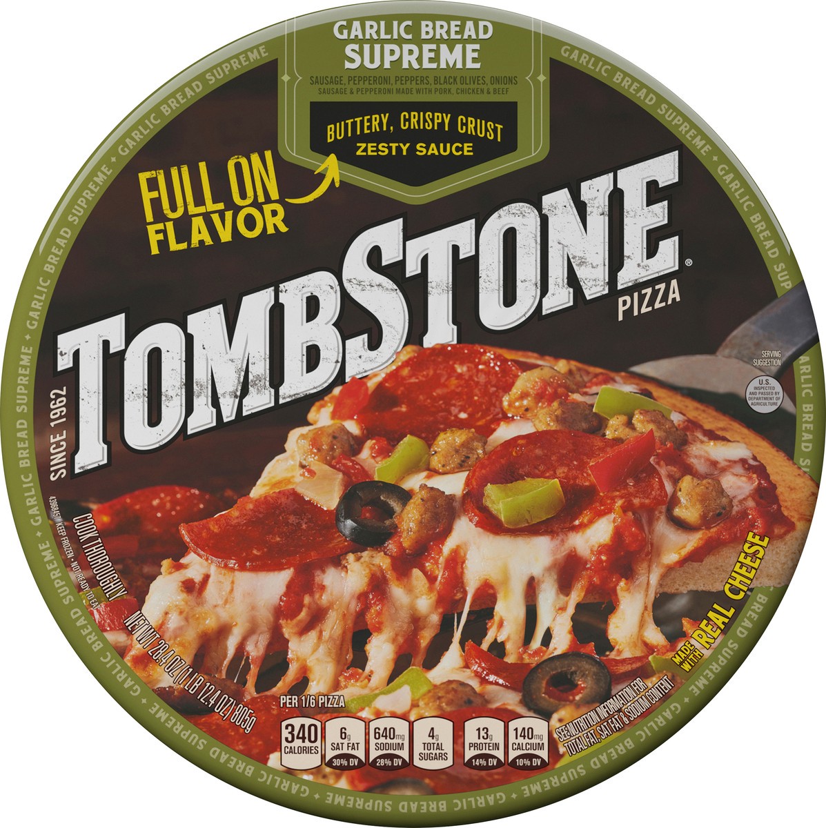 slide 7 of 8, Tombstone Garlic Bread Supreme Frozen Pizza, 28.4 oz