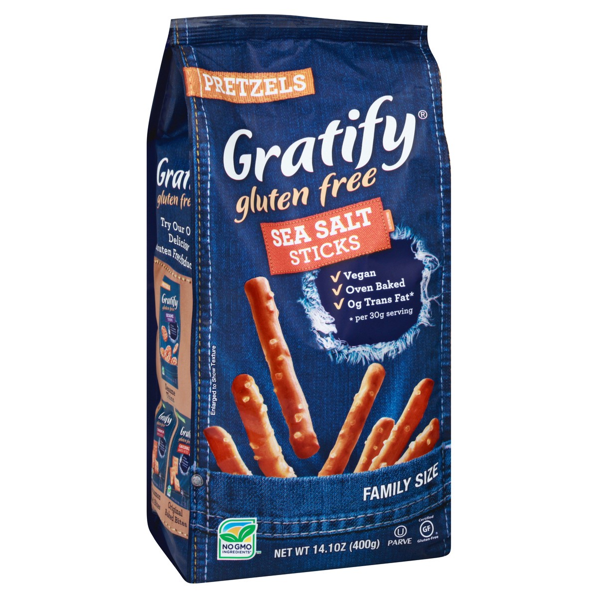 slide 3 of 9, Gratify Gluten Free Family Size Sea Salt Pretzels 14.1 oz, 14.1 oz