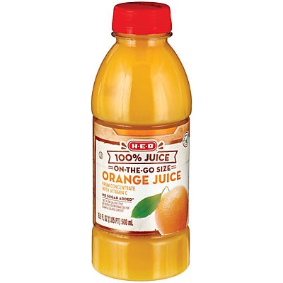slide 1 of 1, H-E-B 100% Orange Juice, 16.9 oz