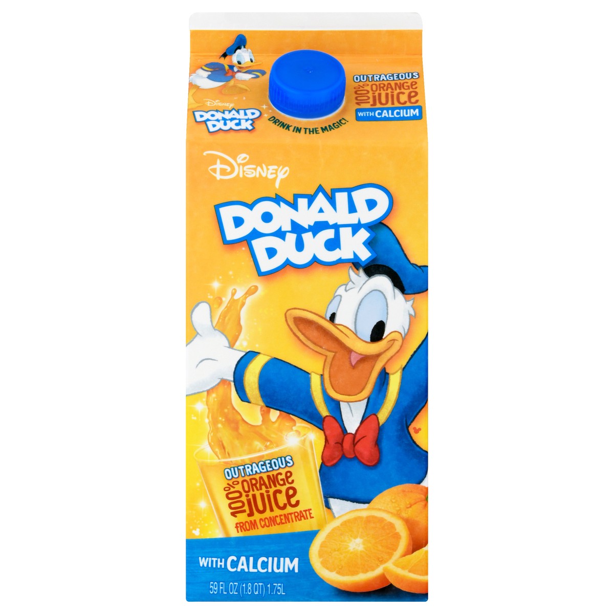 slide 1 of 9, Disney Donald Duck Orange Juice Calcium, 59 fl oz