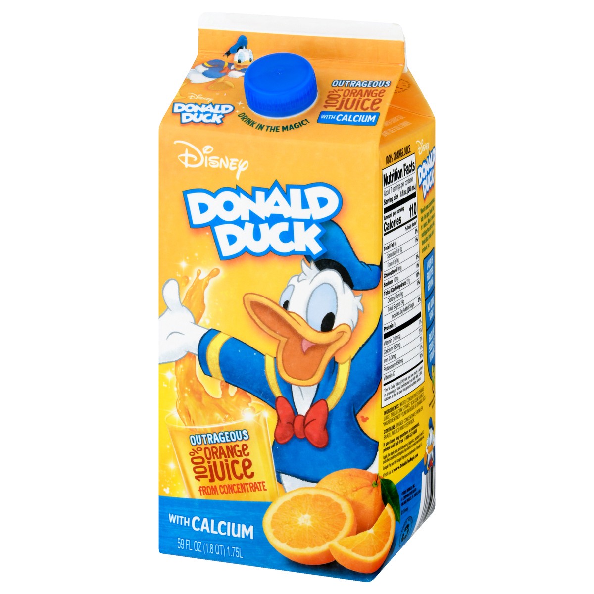 slide 3 of 9, Disney Donald Duck Orange Juice Calcium, 59 fl oz