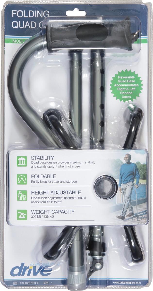 slide 4 of 9, Drive Folding Mobility Quad Cane 1 ea, 1 ct
