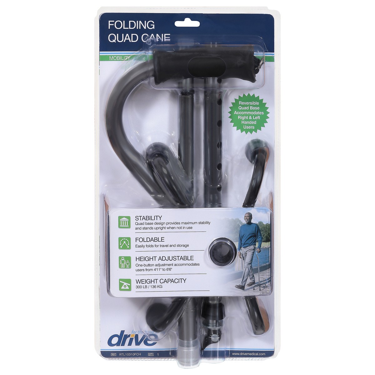 slide 9 of 9, Drive Folding Mobility Quad Cane 1 ea, 1 ct
