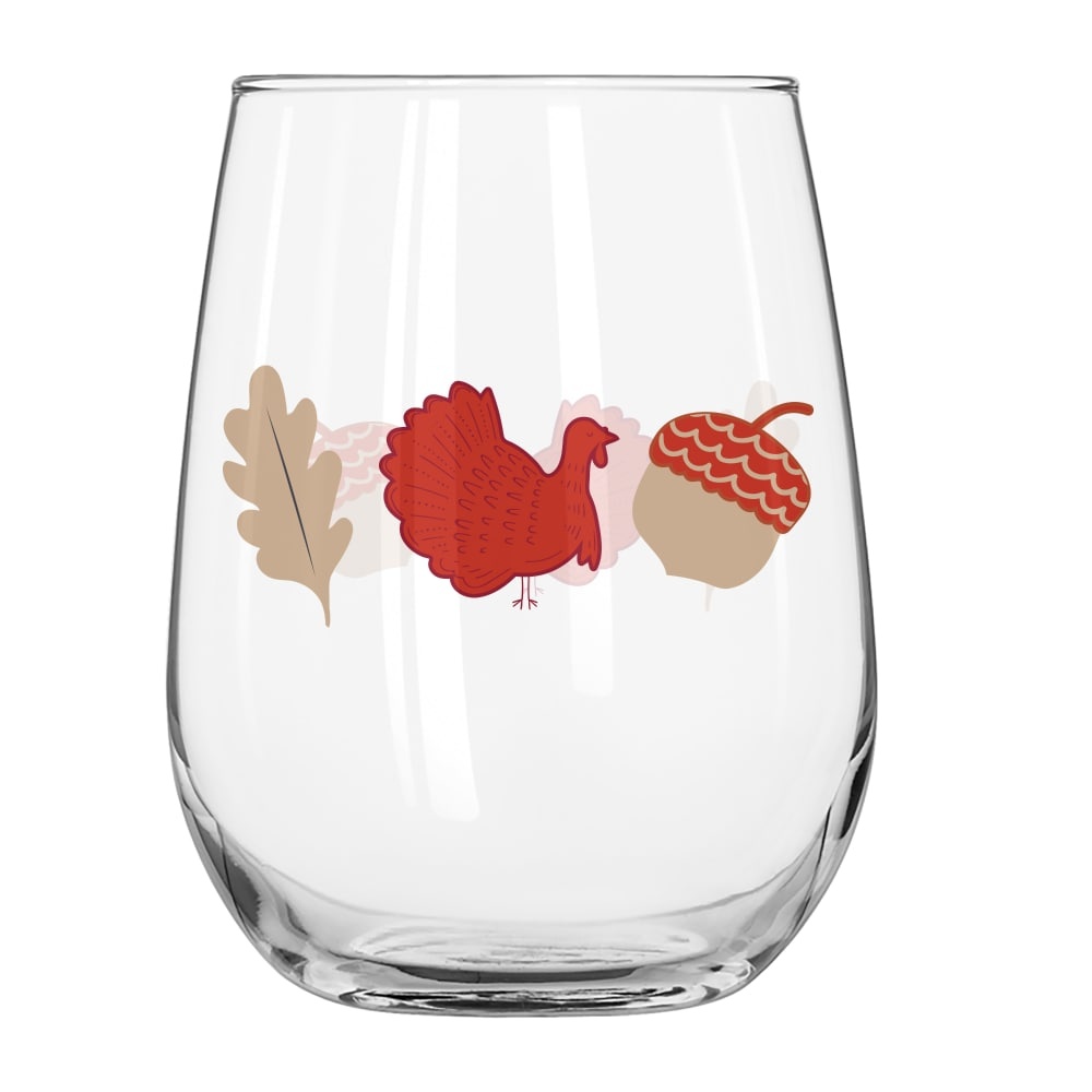 slide 1 of 1, Holiday Home Gobble Stemless Wine Glass, 1 ct