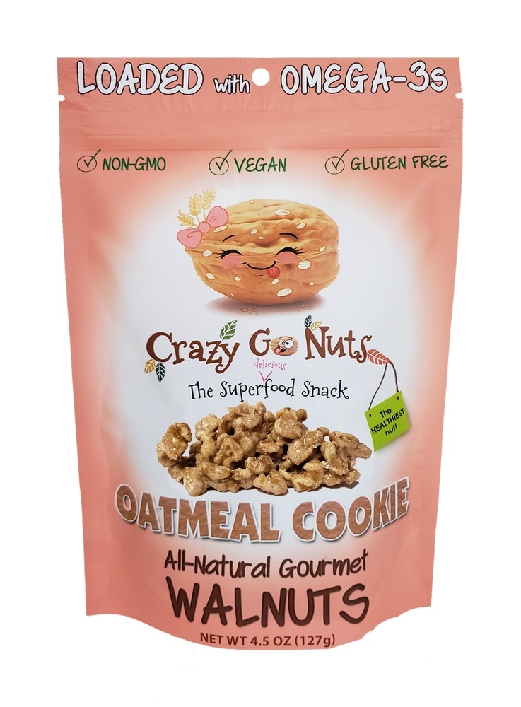 slide 1 of 1, Crazy Go Nuts Oatmeal Cookie All-Natural Gourmet Walnuts, 4.5 oz