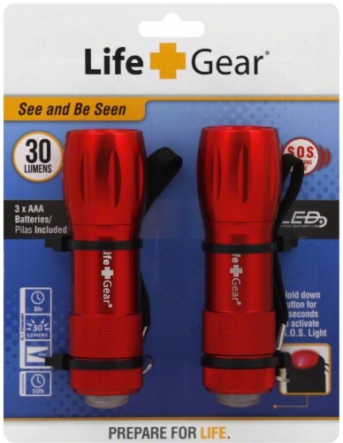 slide 1 of 1, Life Gear Mini Max 40 Flashlight - Red, 2 ct