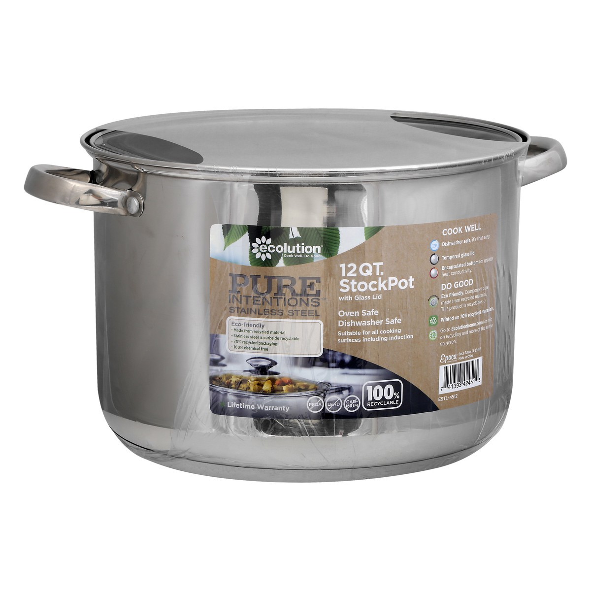 slide 2 of 11, Ecolution Epoca Pure Intentions Silver Stainless Steel Stock Pot With Lid, 12 qt