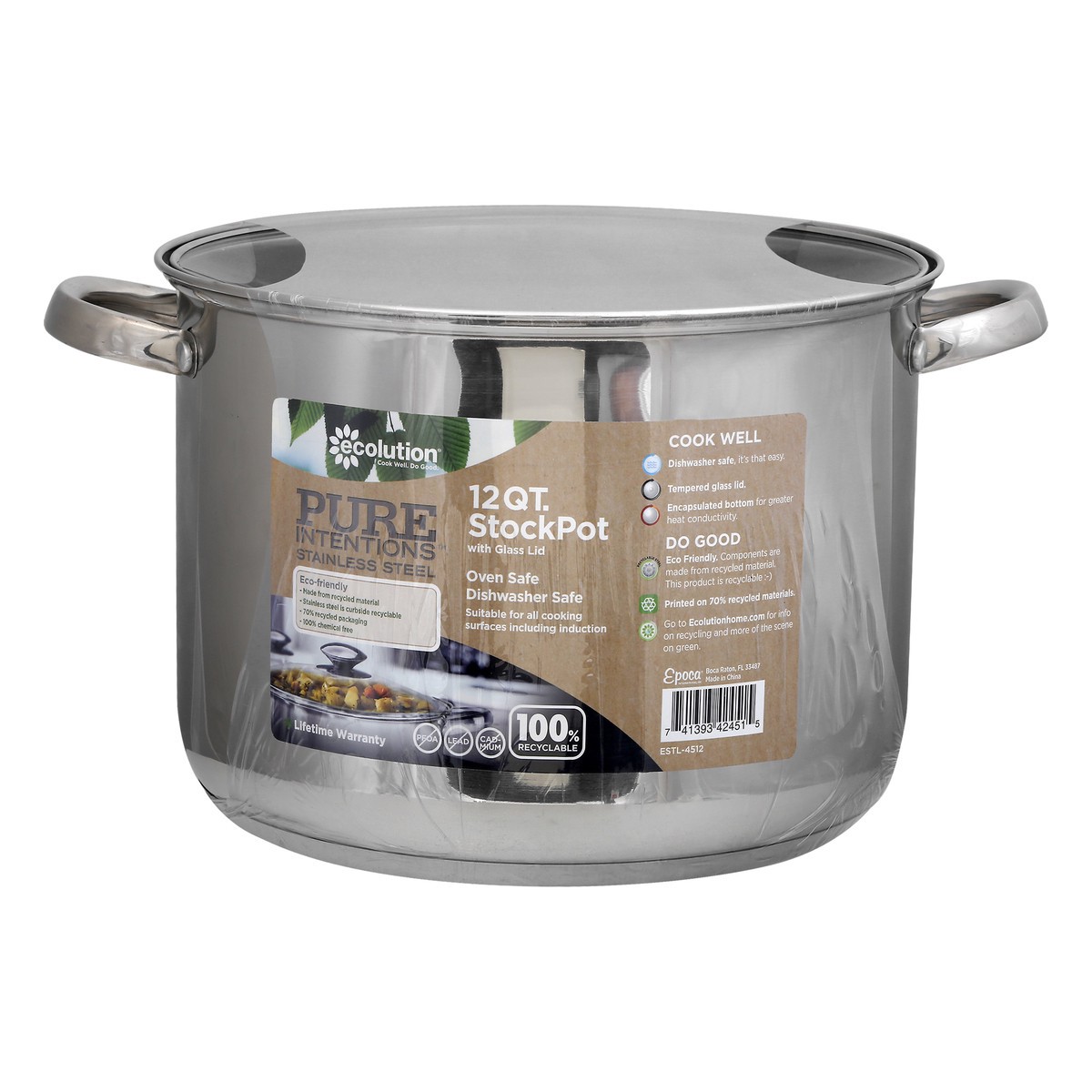 slide 6 of 11, Ecolution Epoca Pure Intentions Silver Stainless Steel Stock Pot With Lid, 12 qt