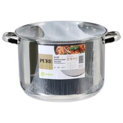 Ecolution Stainless Steel 12 Quart Stockpot with Tempered Glass Lid