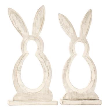 slide 1 of 1, Wooden Cutout Bunnies Set, 1 ct