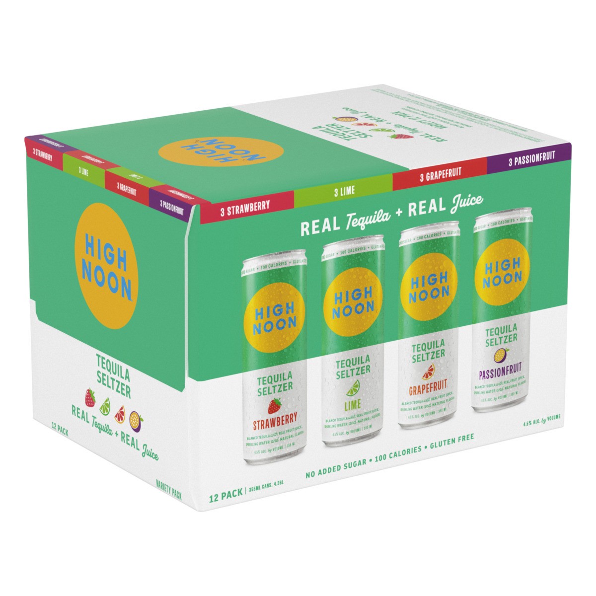 slide 1 of 8, High Noon Tequila Hard Seltzer 355ml Can 12 Pack, 12 ct; 12 oz