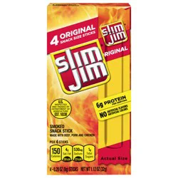 Slim Jim Smoked Original Snack 4 - 0.28 oz Sticks