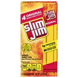 Slim Jim Smoked Original Snack 4 - 0.28 oz Sticks