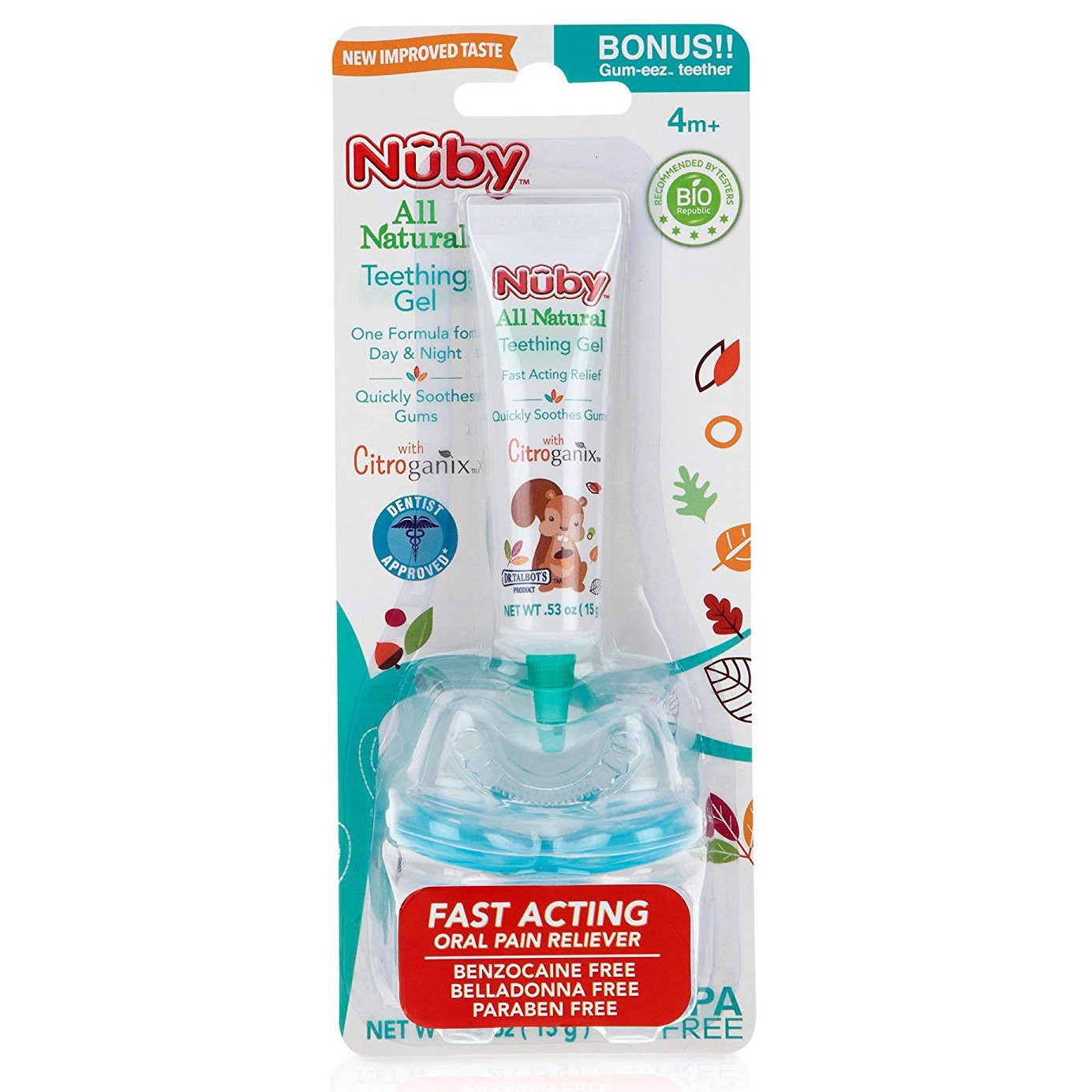 slide 1 of 1, Nuby Teething Gel With Gum-eez Teether, 0.53 oz