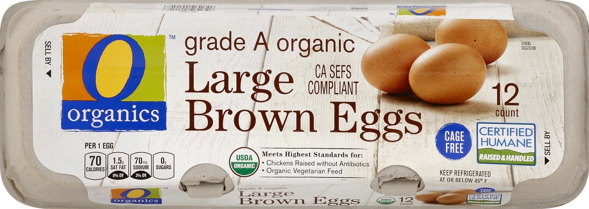 slide 2 of 5, O Organics Organic Grade A Large Brown Eggs, 12 ct