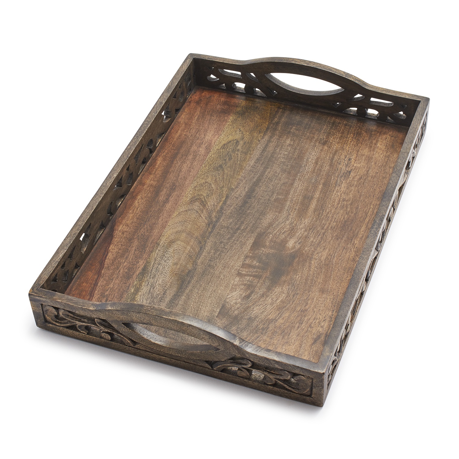 slide 1 of 1, Sur La Table Mango Wood Rectangular Scroll Tray, 18 in x 13 in