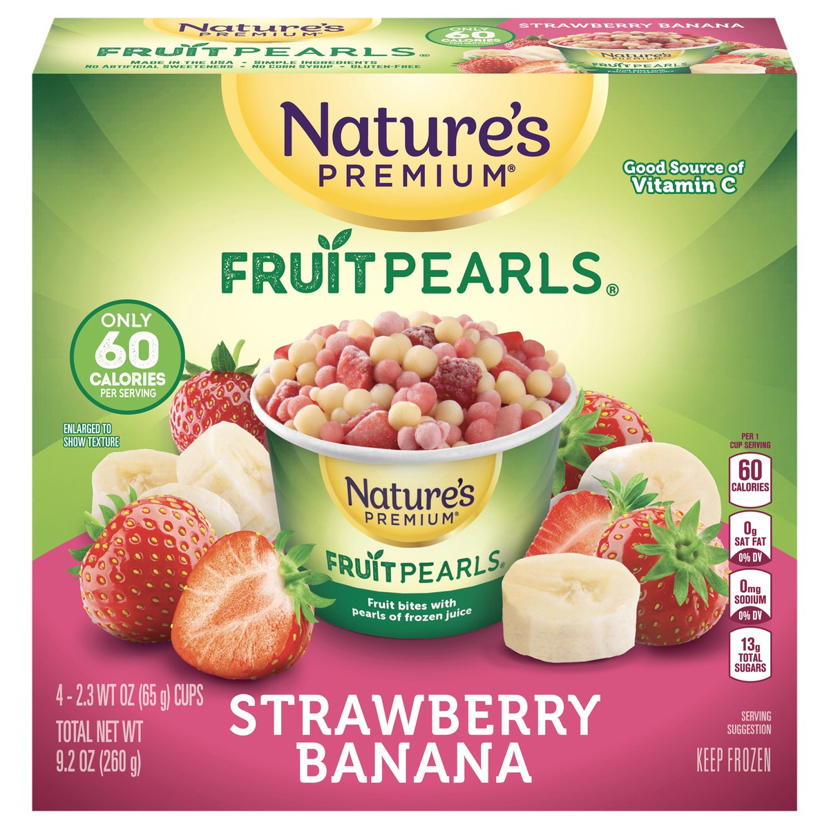 slide 1 of 14, Nature's Premium Fruit Pearls 4pk Strawberry Banana 2.3 Oz, 4 ct