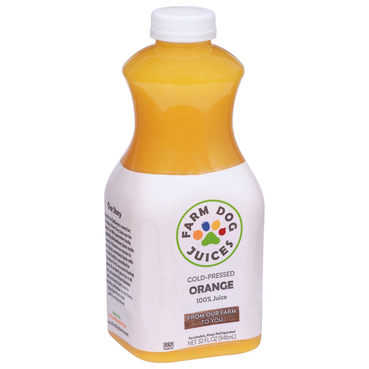 slide 2 of 9, Farm Dog Juices Cold-Pressed Orange 100% Juice 32 fl oz, 32 oz
