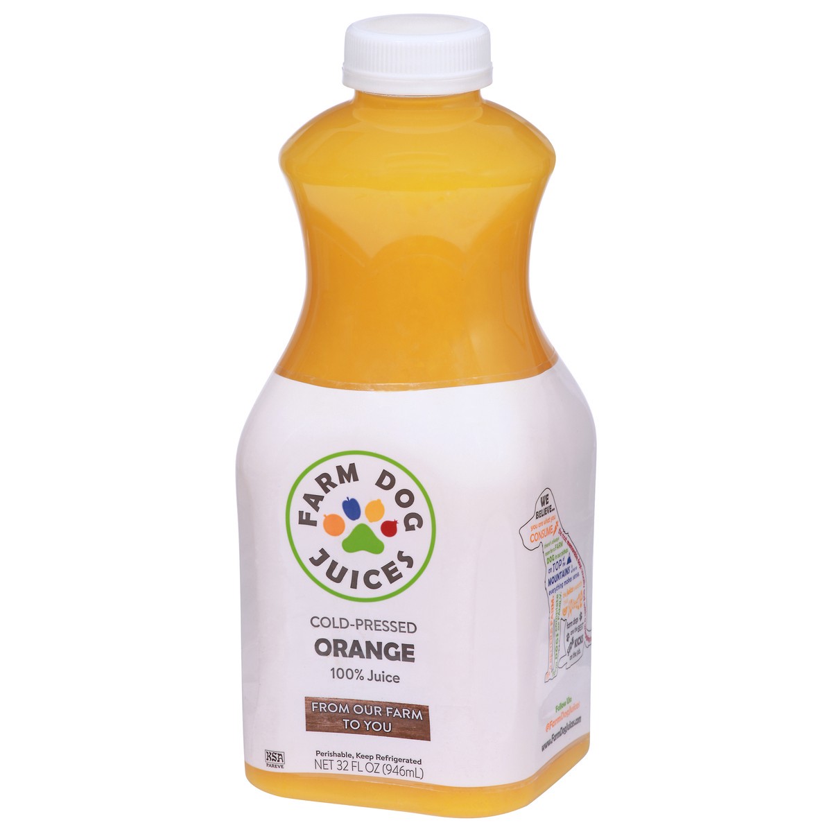 slide 3 of 9, Farm Dog Juices Cold-Pressed Orange 100% Juice 32 fl oz, 32 oz