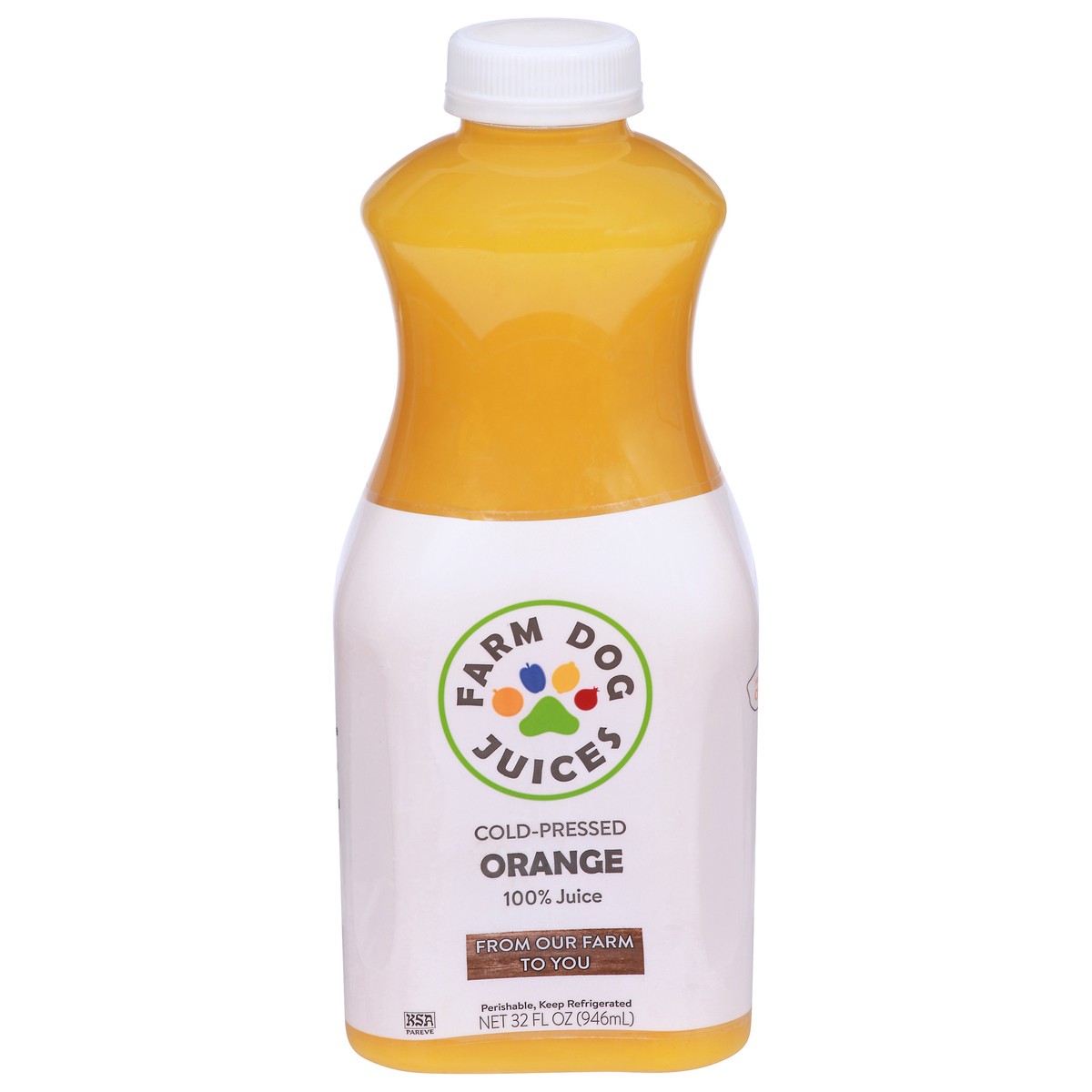 slide 1 of 9, Farm Dog Juices Cold-Pressed Orange 100% Juice 32 fl oz, 32 oz